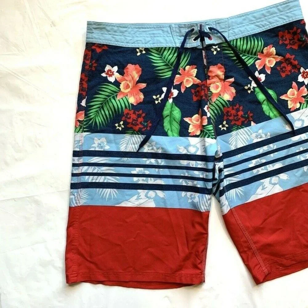 Burnside Board Shorts Swim Trunks Mens 36‎ Hawaiian Tropical Beach Colorful